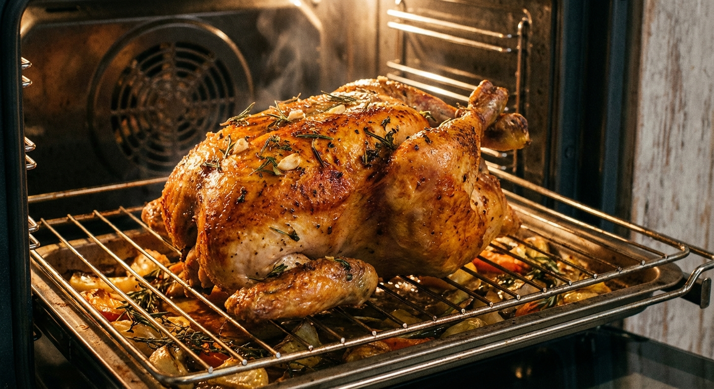 Energy comparison graphic showing an air fryer with a small electricity icon versus a convection oven with a larger one
