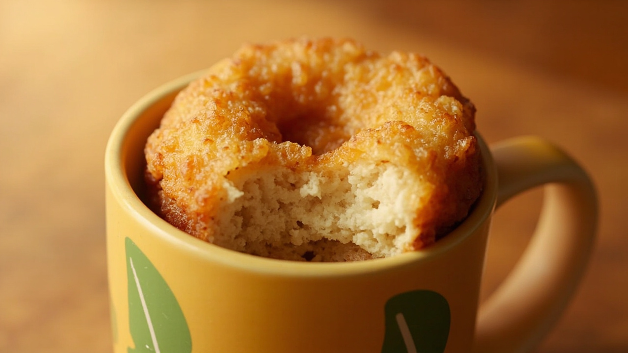 Banana mug cake fresh from the air fryer
