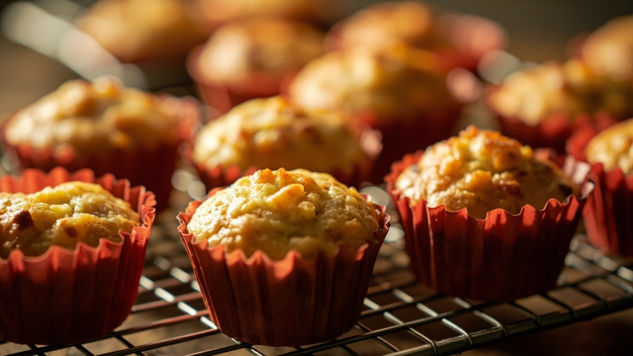 Freshly baked air fryer muffins cooling in silicone cups