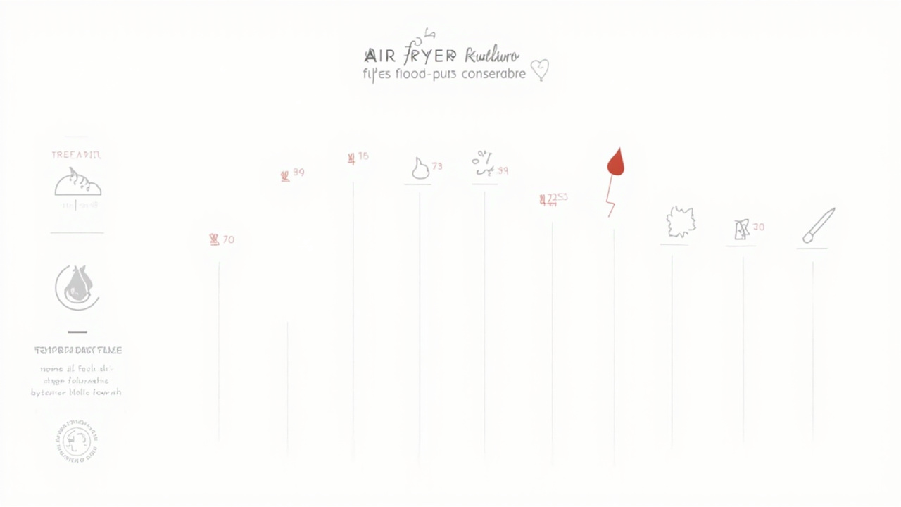 Temperature conversion chart infographic for air fryer baking