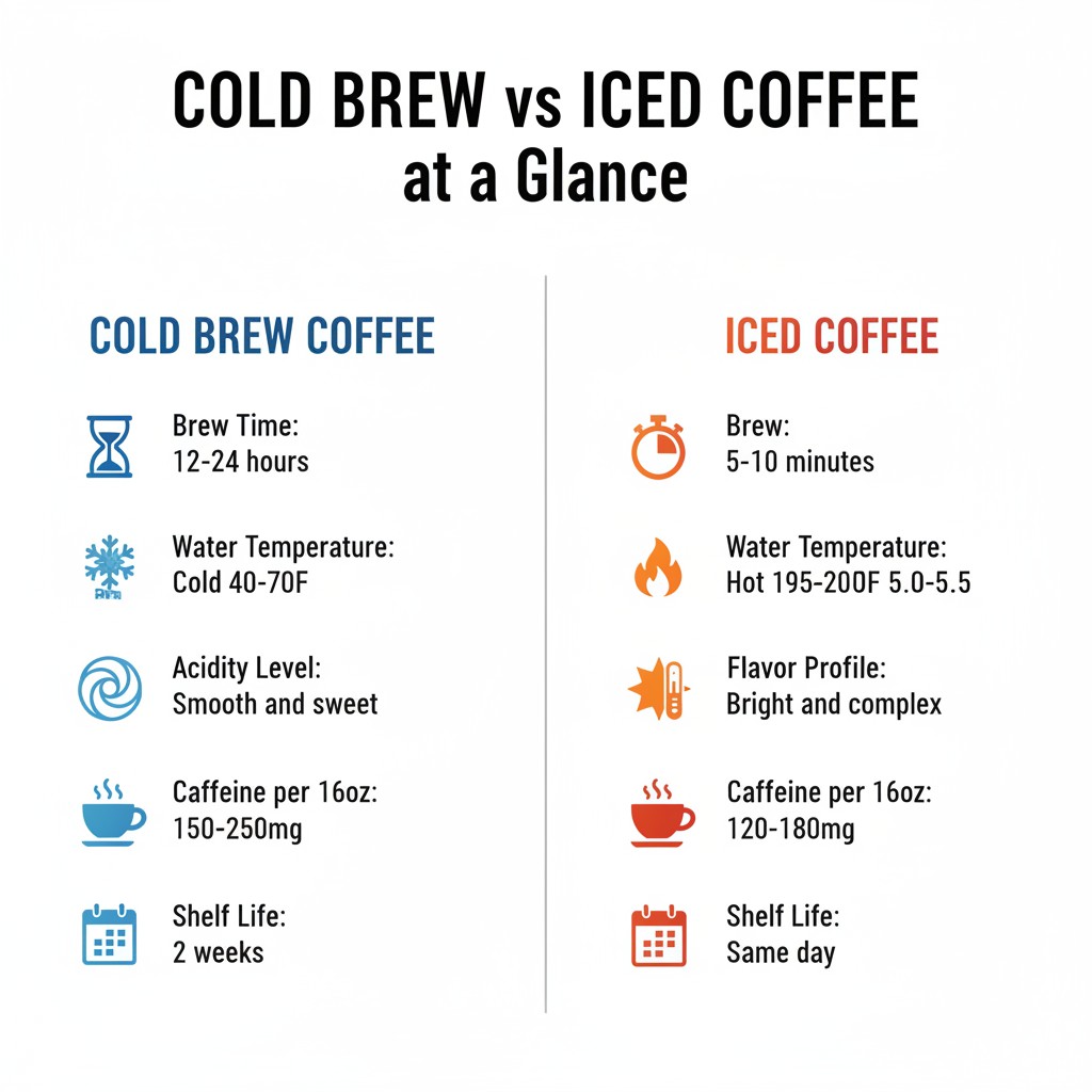 Cold Brew vs Iced Coffee: What Is the Difference? (Complete Guide 2026): infographic image for The Core Difference: Temperature During Extraction {#the-core-difference}